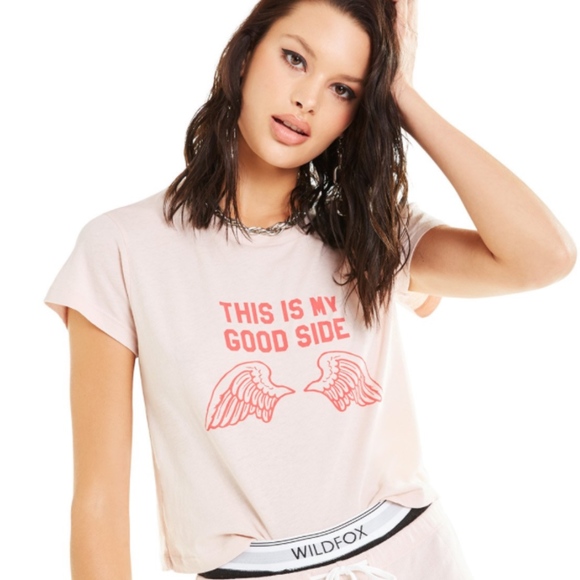 NWT Wildfox Good Side Crop Baby Tee Shirt - Picture 2 of 6